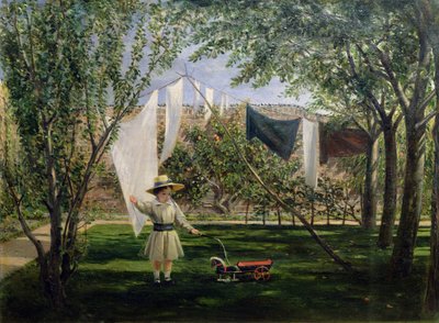 A Garden Scene, with a boy, the artist